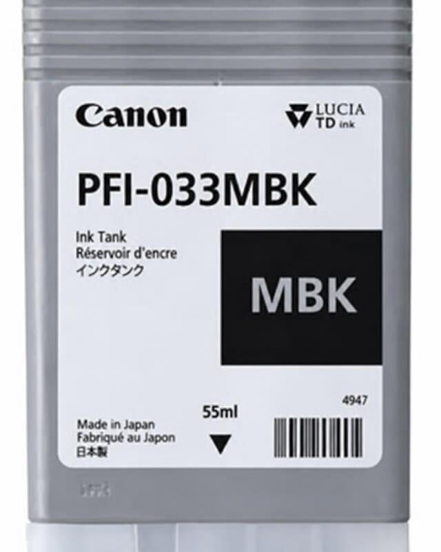 CARTUCCIA CANON 7476C001 PFI-033MBK 55ml Neromatt Plotter TM500/600